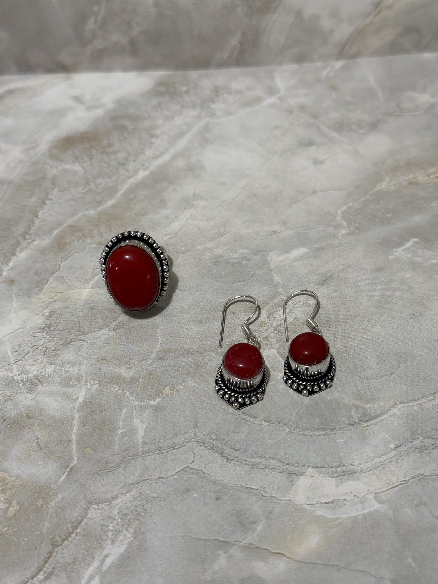 Synthetic Carnelia Jewelry Set