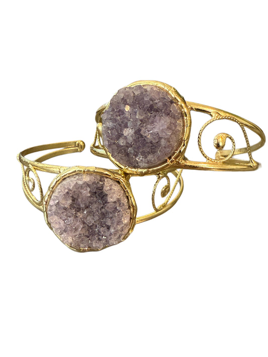 Rough Amethyst Gold Plated Cuff