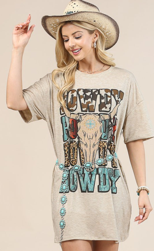 Howdy Longhorn T-Shirt Dress