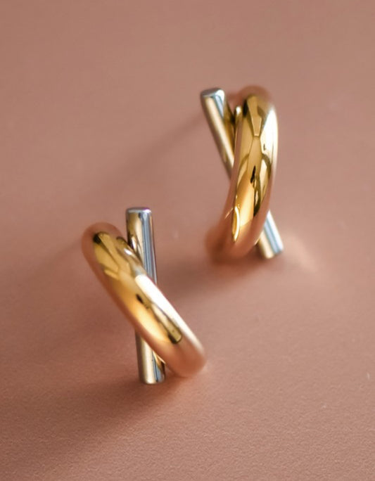 18K duo-tone earrings