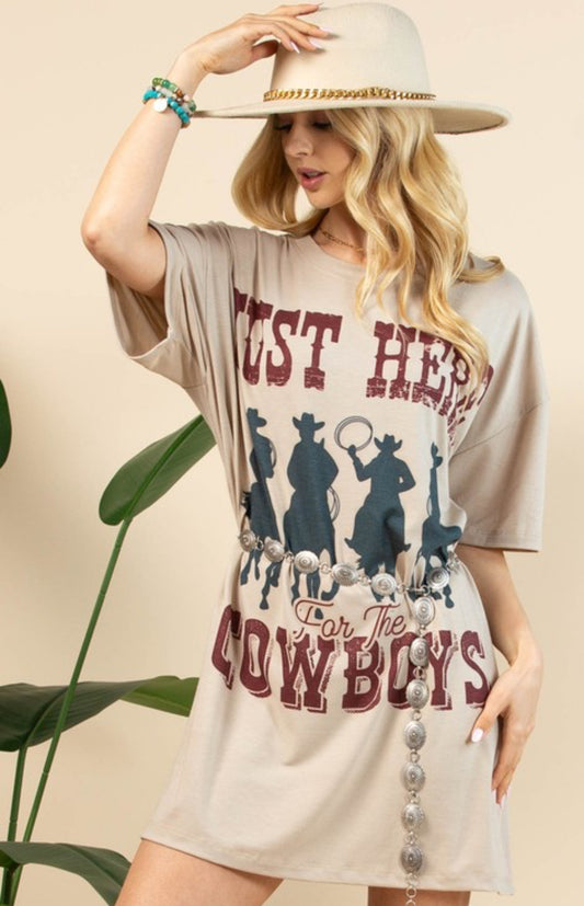Just Here For The Cowboys T-Shirt Dress