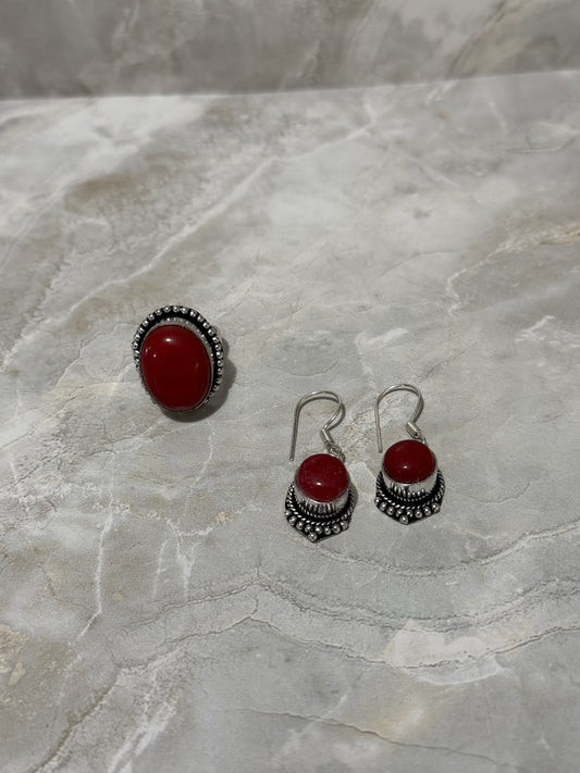 Synthetic Carnelia Jewelry Set