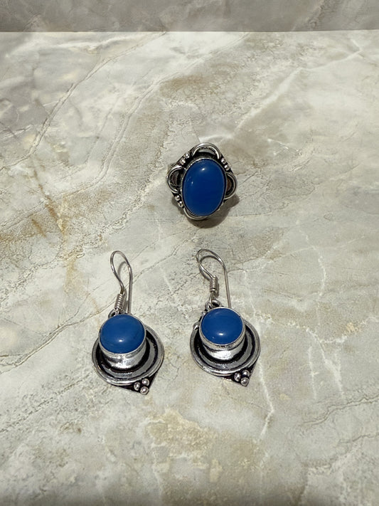 Synthetic Chalsedony Jewelry Set