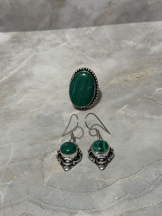 Synthetic Malachite Jewelry Set
